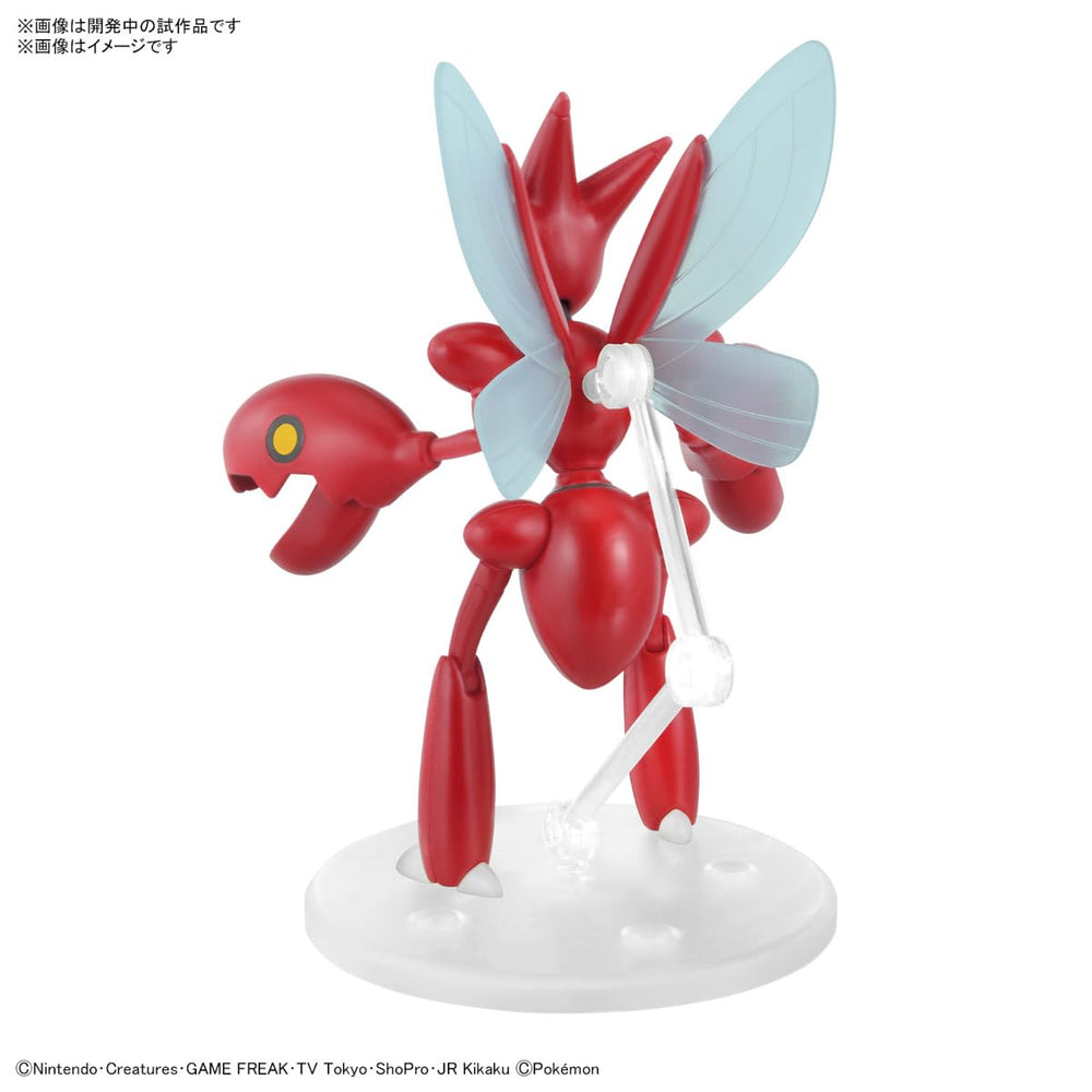 Close-up of joints and articulation on the Bandai Scizor kit.