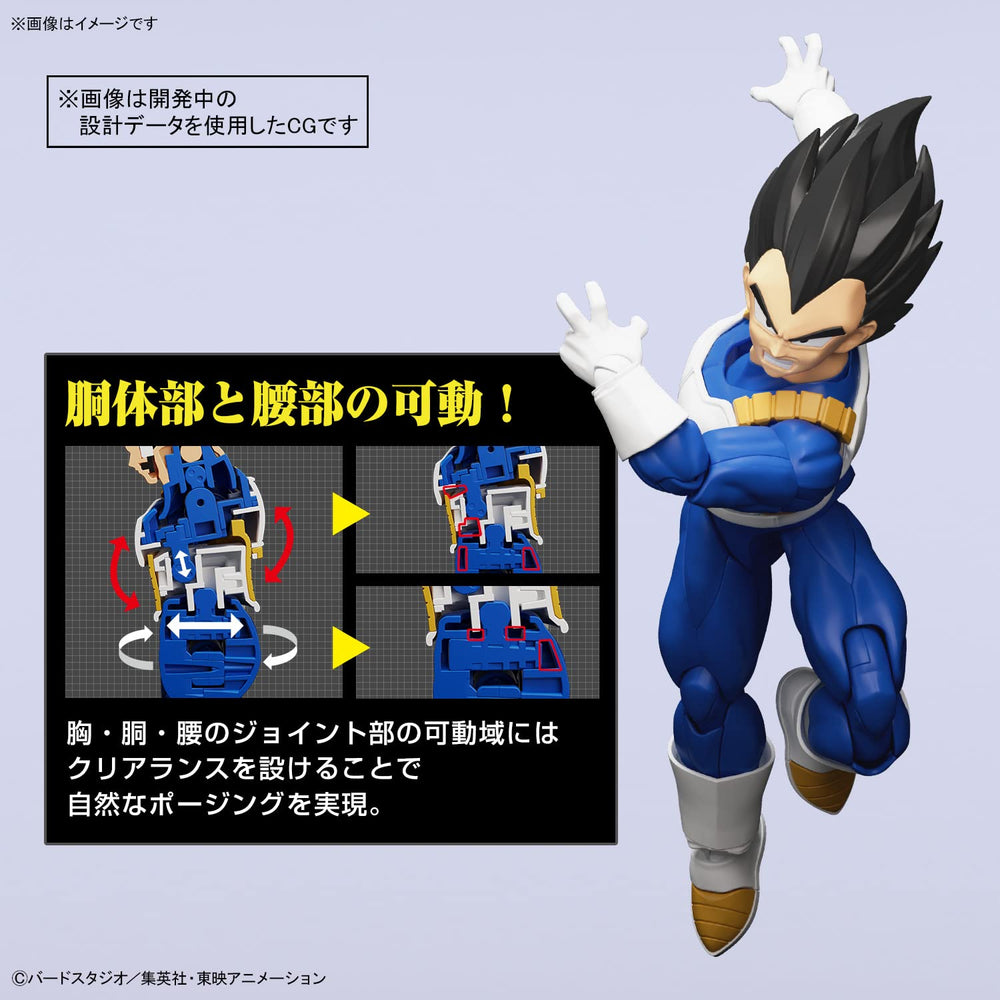 Vegeta NEW SPEC hand parts enable iconic arm-fold poses.
