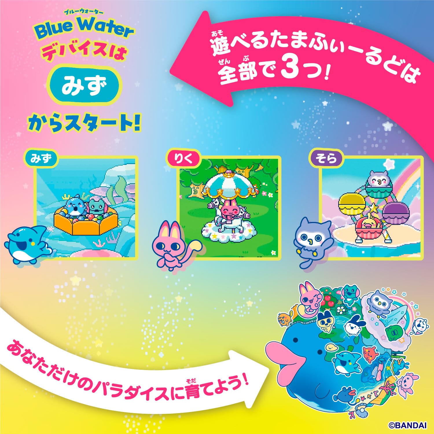 Bandai Tamagotchi Paradise Blue Water battery compartment access