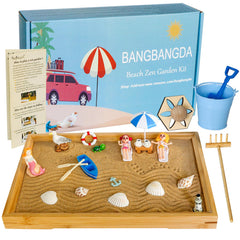 BangBangDa desktop Zen garden with bamboo tray promotes calming focus during work days.