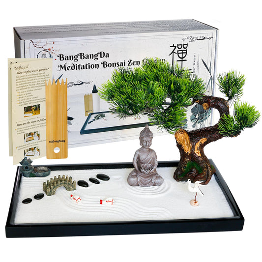 BangBangDa Zen Garden Kit on desktop for focused relaxation and mindful break