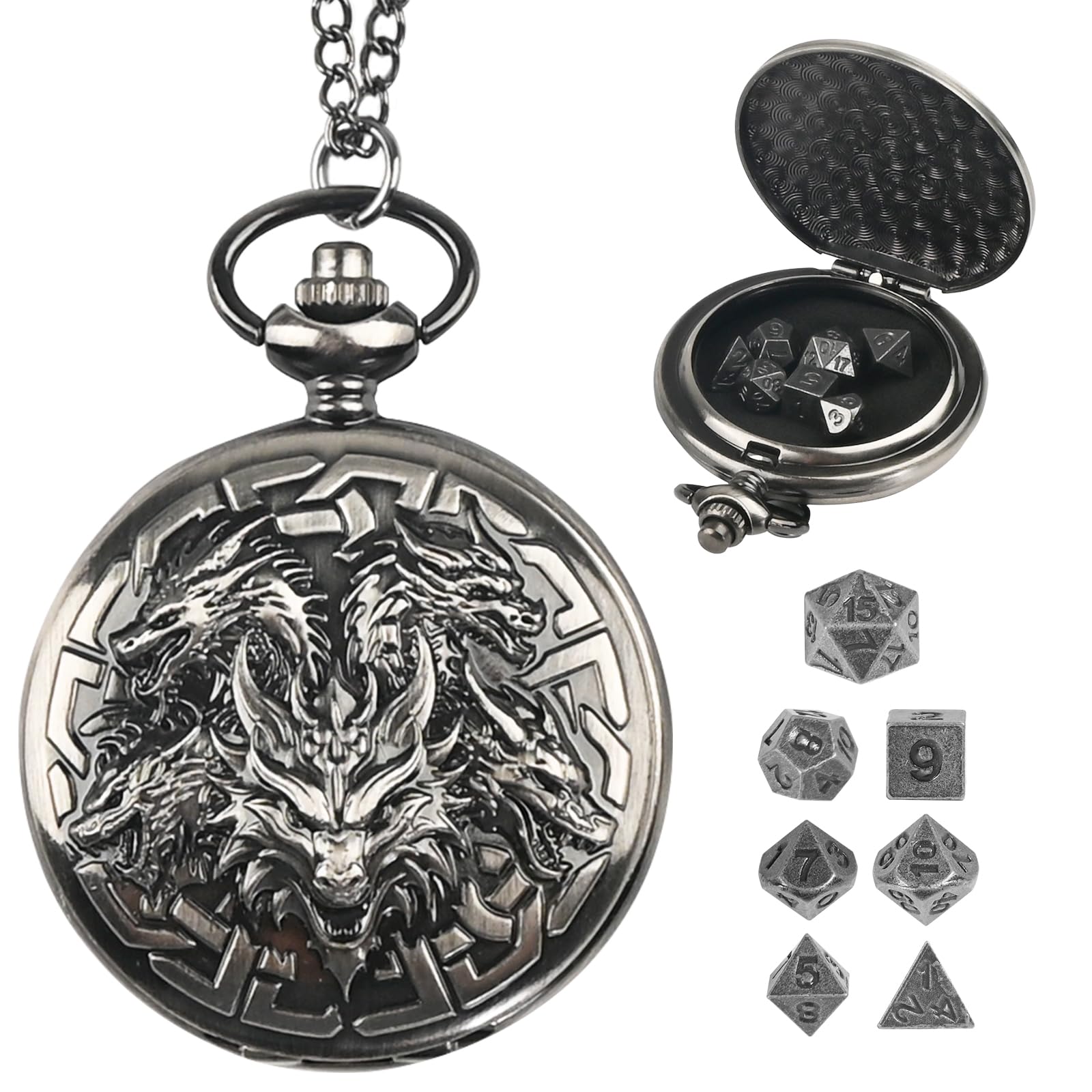 Banloga dragon-pattern pocket watch case with vivid dragon design for elegant dice storage