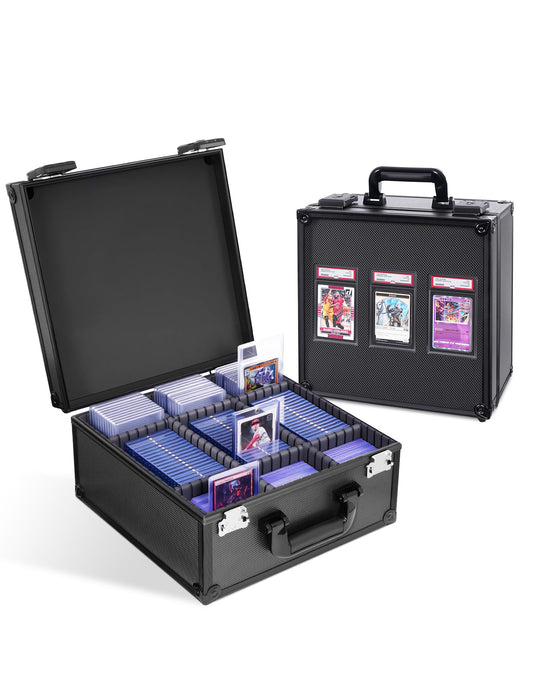 Banloga graded card storage box with PSA lock and clear display window for quick viewing.