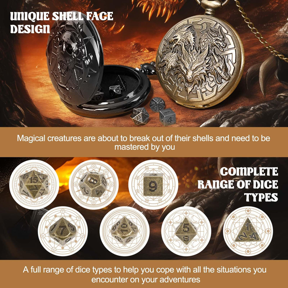 Banloga metal D&D dice 7pcs set, durable and ready for reliable rolls.