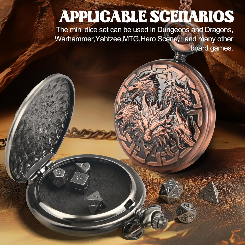 Banloga seven-piece metal dice set ideal for D&D and more