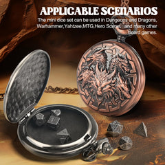 Banloga seven-piece metal dice set ideal for D&D and more