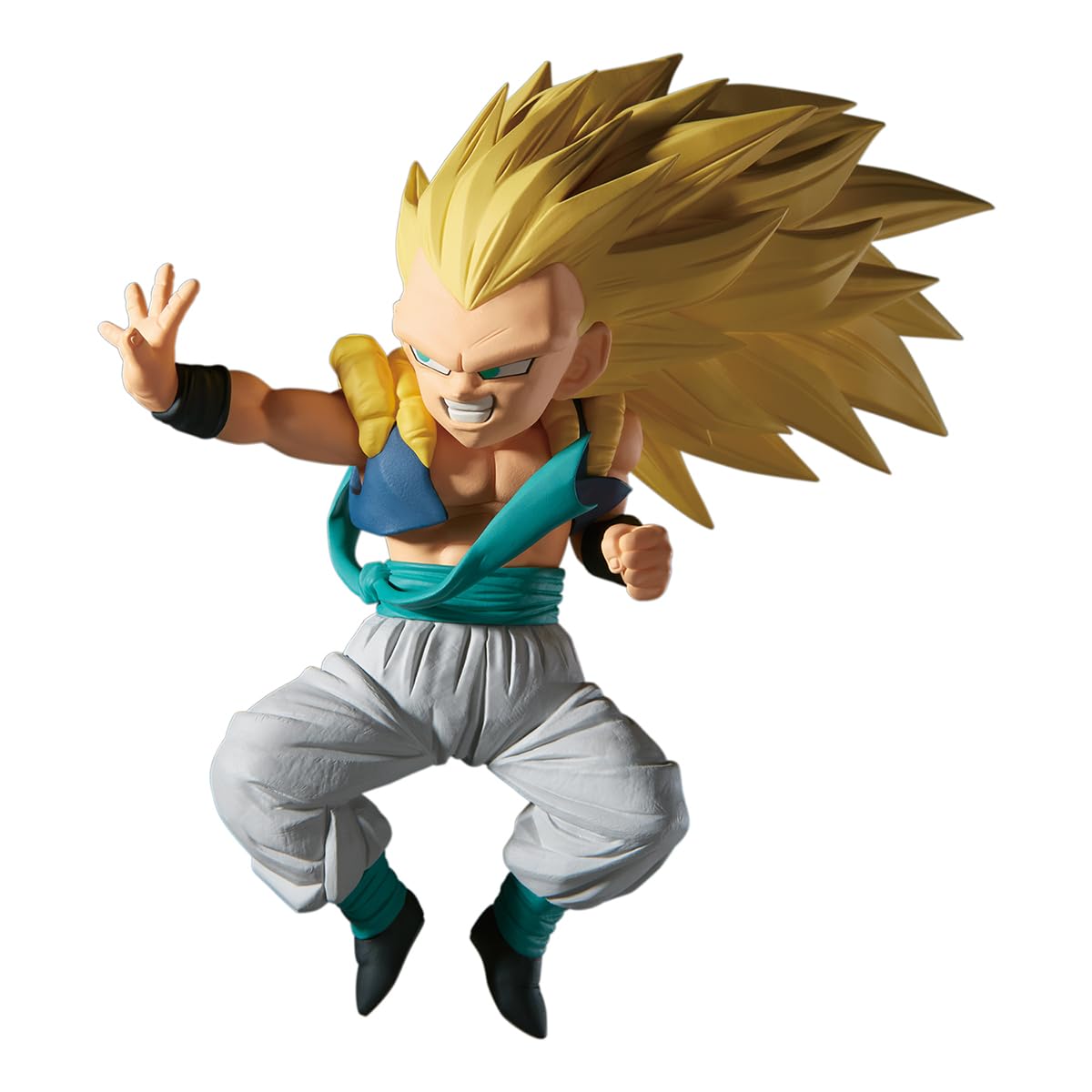 Banpresto Dragon Ball Z Gotenks SS3 pose figure ideal for display shelves.