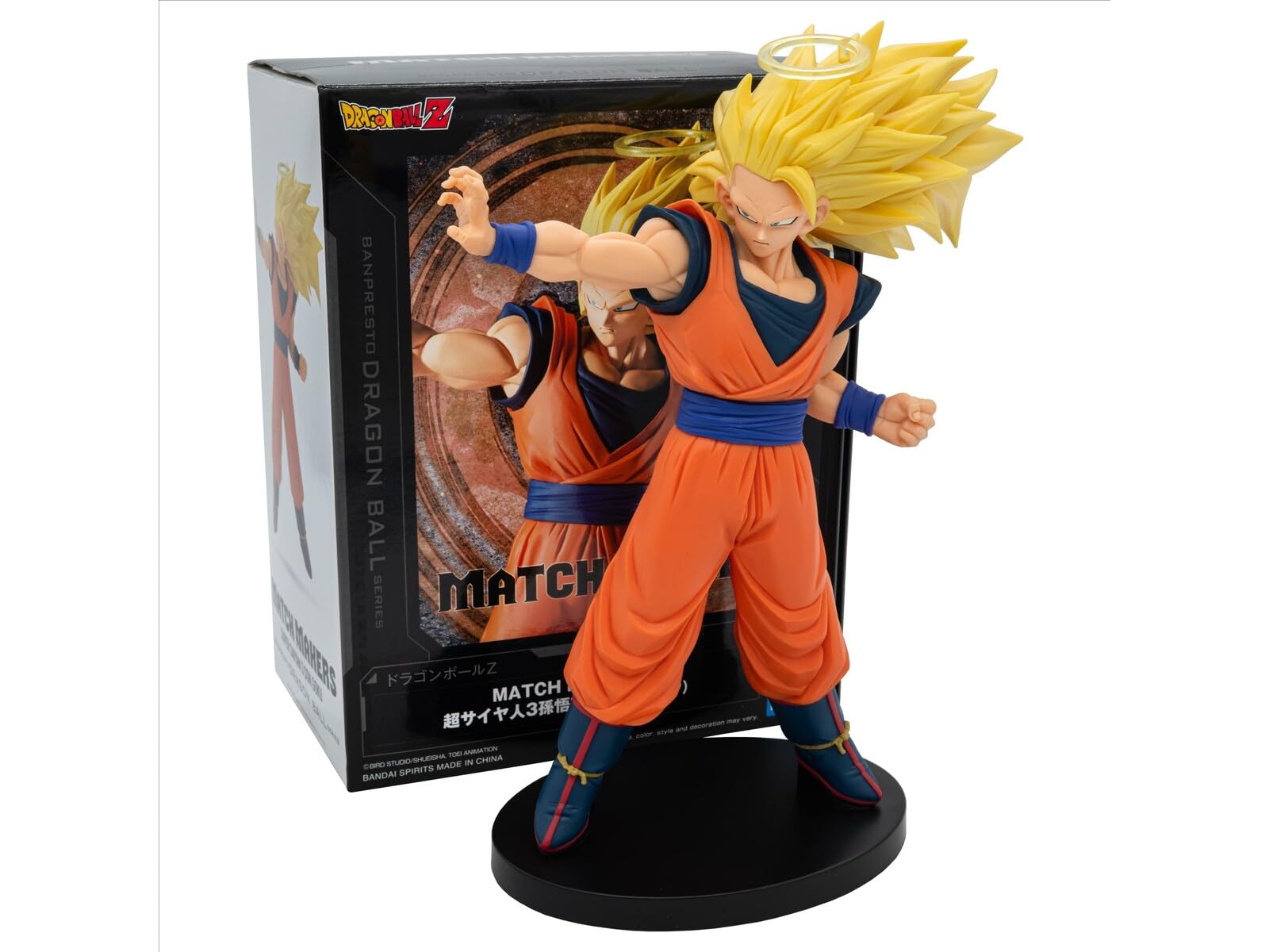 Banpresto Dragon Ball Z Match Makers Goku SS3 vs Majin Buu close-up face, shows detailed likeness.