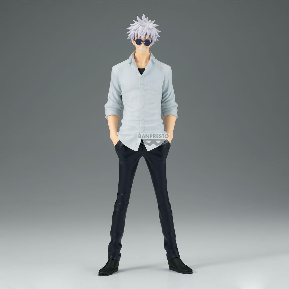 Gojo 8.7-inch figure showcases iconic pose with premium details for shelf display.