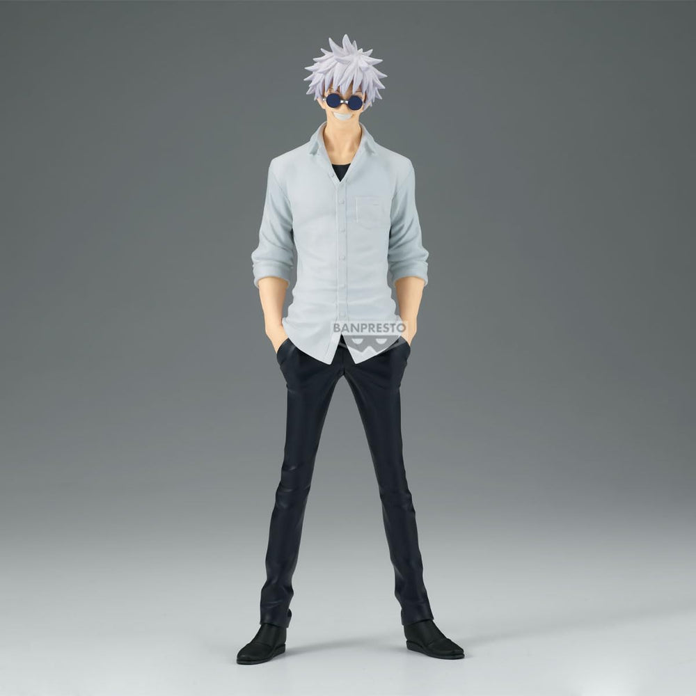 Gojo 8.7-inch figure showcases iconic pose with premium details for shelf display.