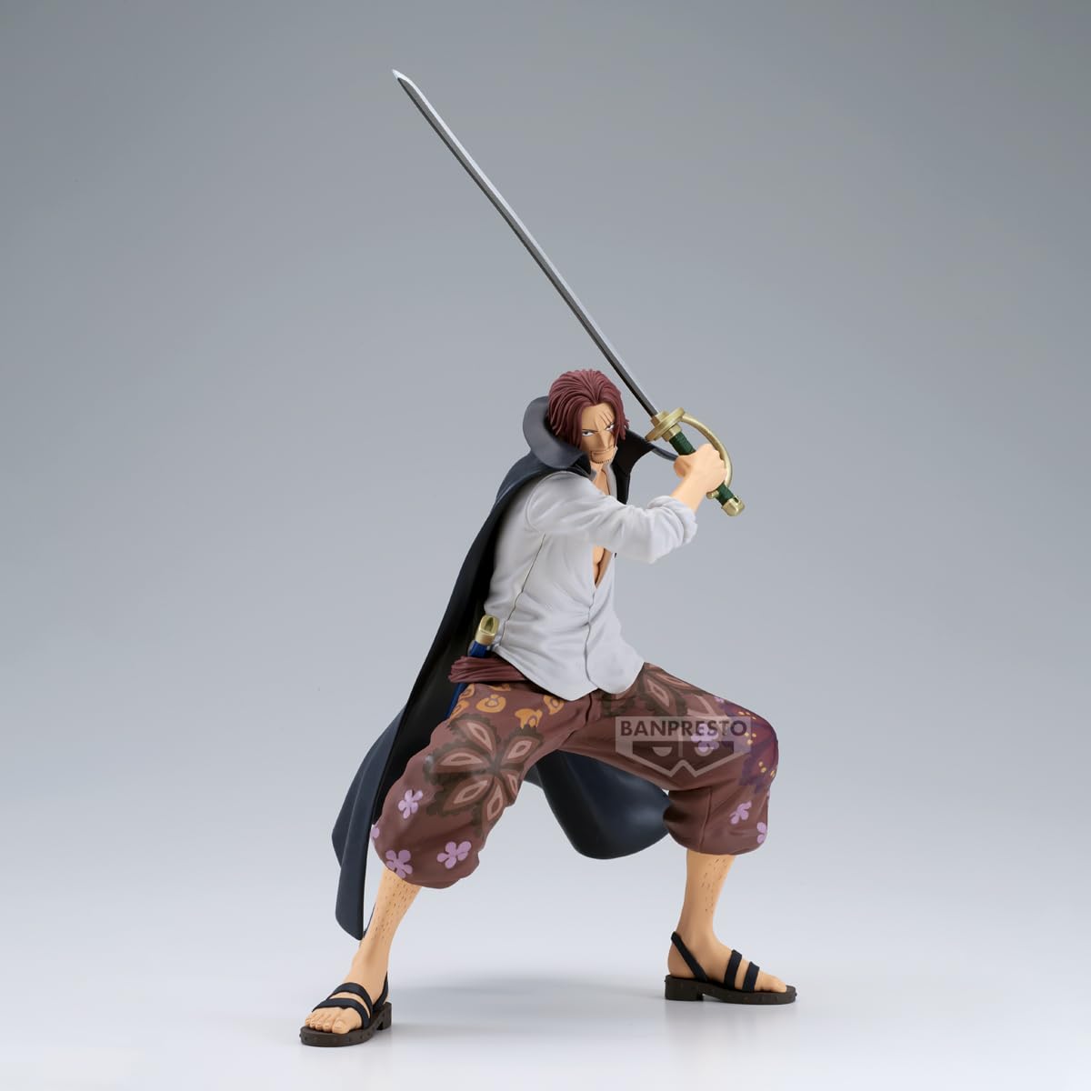 Banpresto Grandista Shanks figurine iconic-pose enhances display collection.