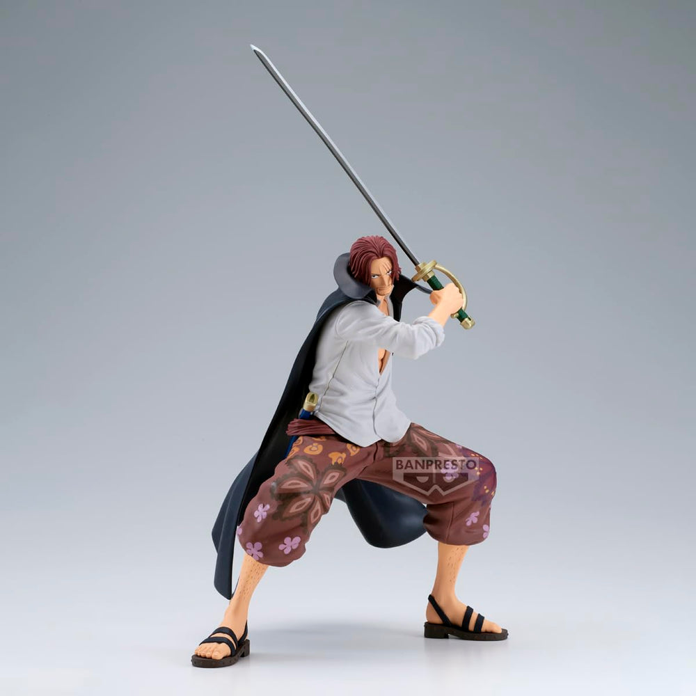 Banpresto Grandista Shanks figurine iconic-pose enhances display collection.