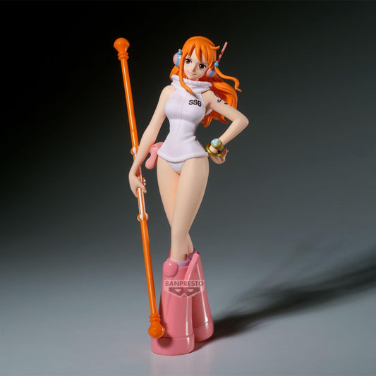 Nami Egghead Ver figure highlights iconic pose for premium shelf display.
