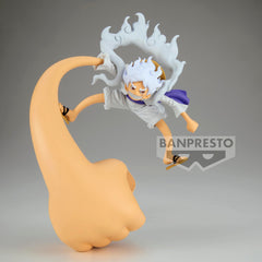 Banpresto Luffy Gear 5 figure holding a stationary accessory for dramatic tabletop display