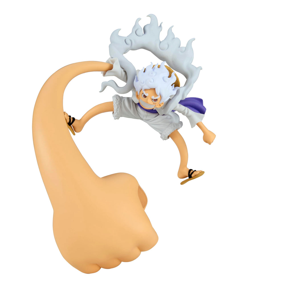 Banpresto One Piece Monkey D. Luffy Gear 5 Vol.4 Figure stand highlights dynamic pose for display
