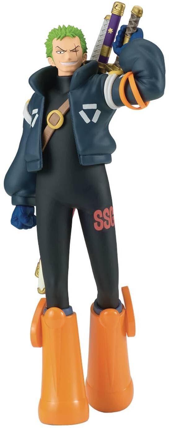 Banpresto One Piece Zoro Egghead Shukko figure in iconic pose for display shelves