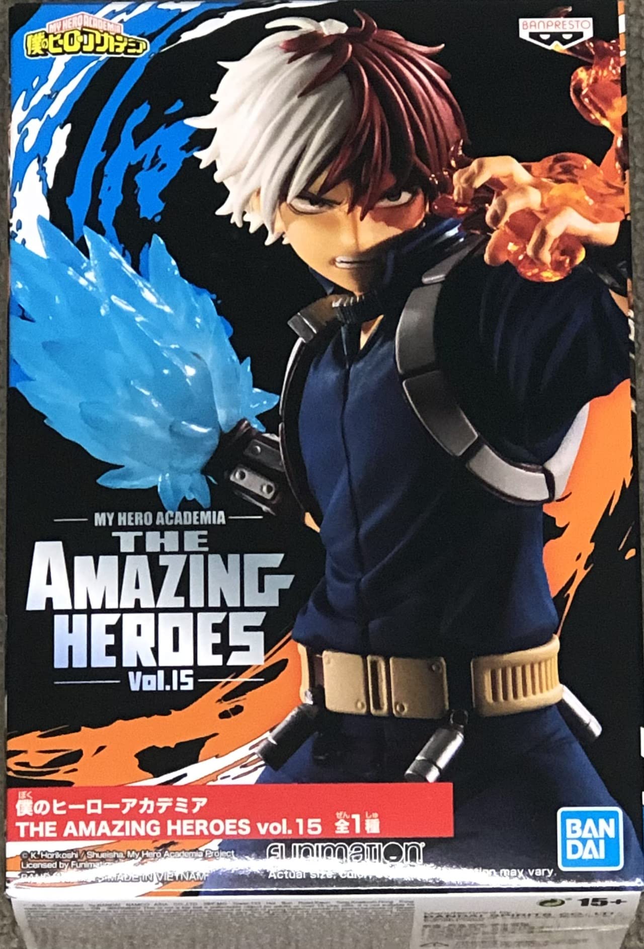 BanPresto Shoto Todoroki figure front view for a bold display.