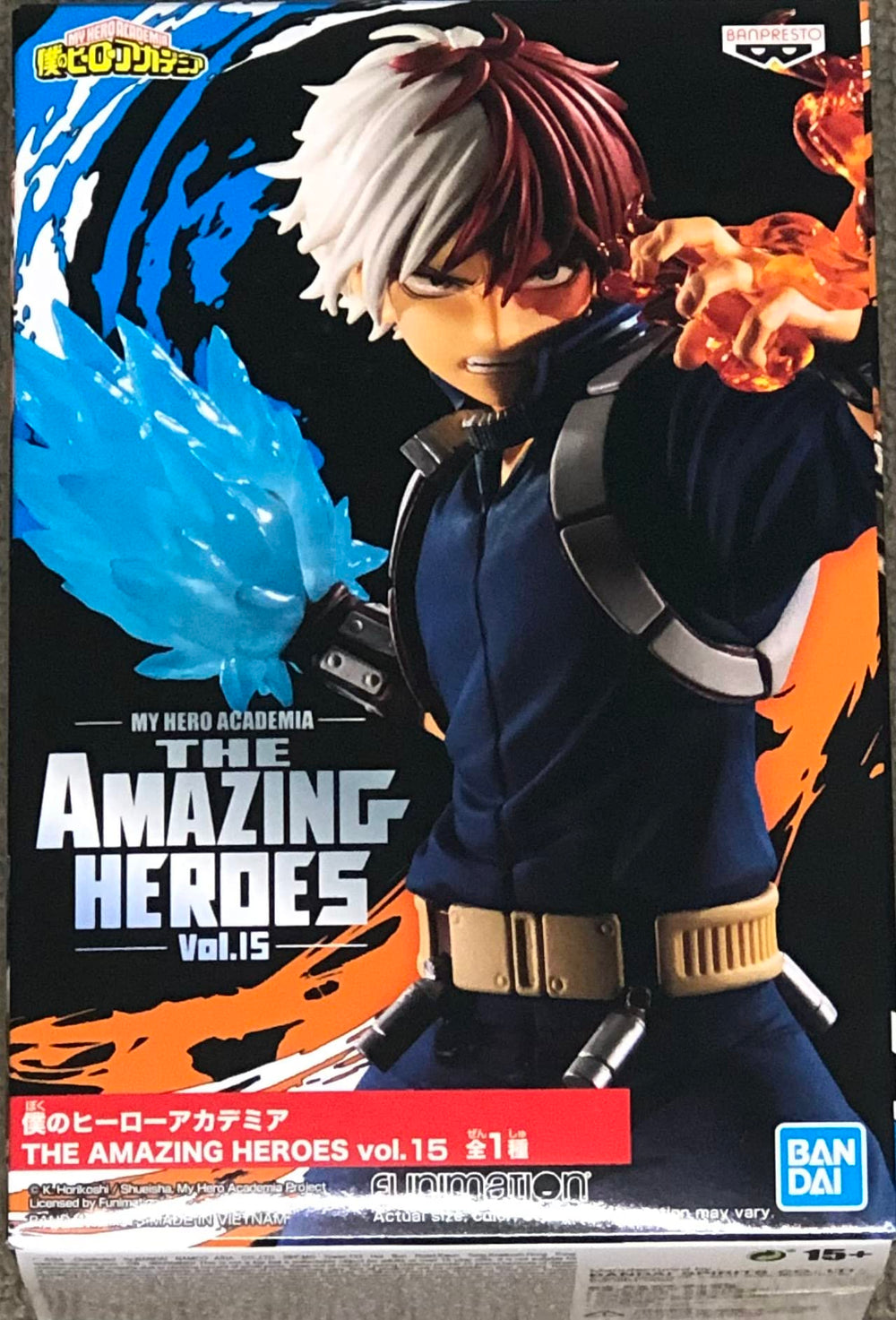 BanPresto Shoto Todoroki figure front view for a bold display.