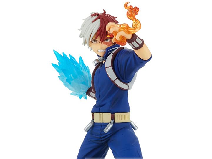 BanPresto Shoto Todoroki figure side view ideal for shelves.