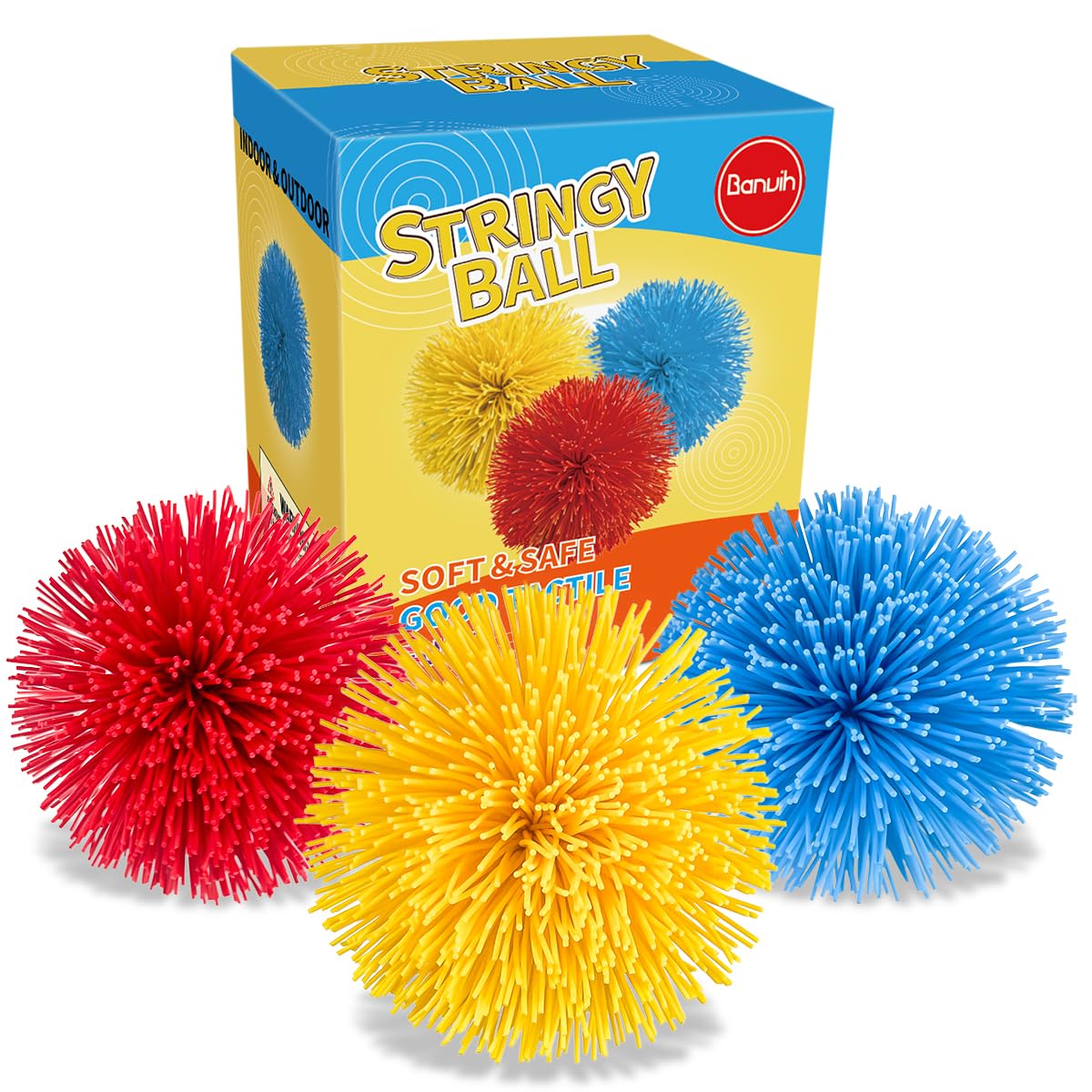 Banvih Stringy Balls 4in soft silicone strands offer deep tactile input for focus.
