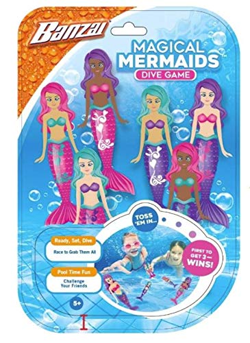 BANZAI Magical Mermaidsdive 6-pack colors aid underwater visibility during play.
