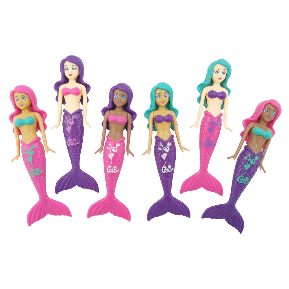 BANZAI Magical Mermaidsdive 6-pack, front view for pool play and diving practice.
