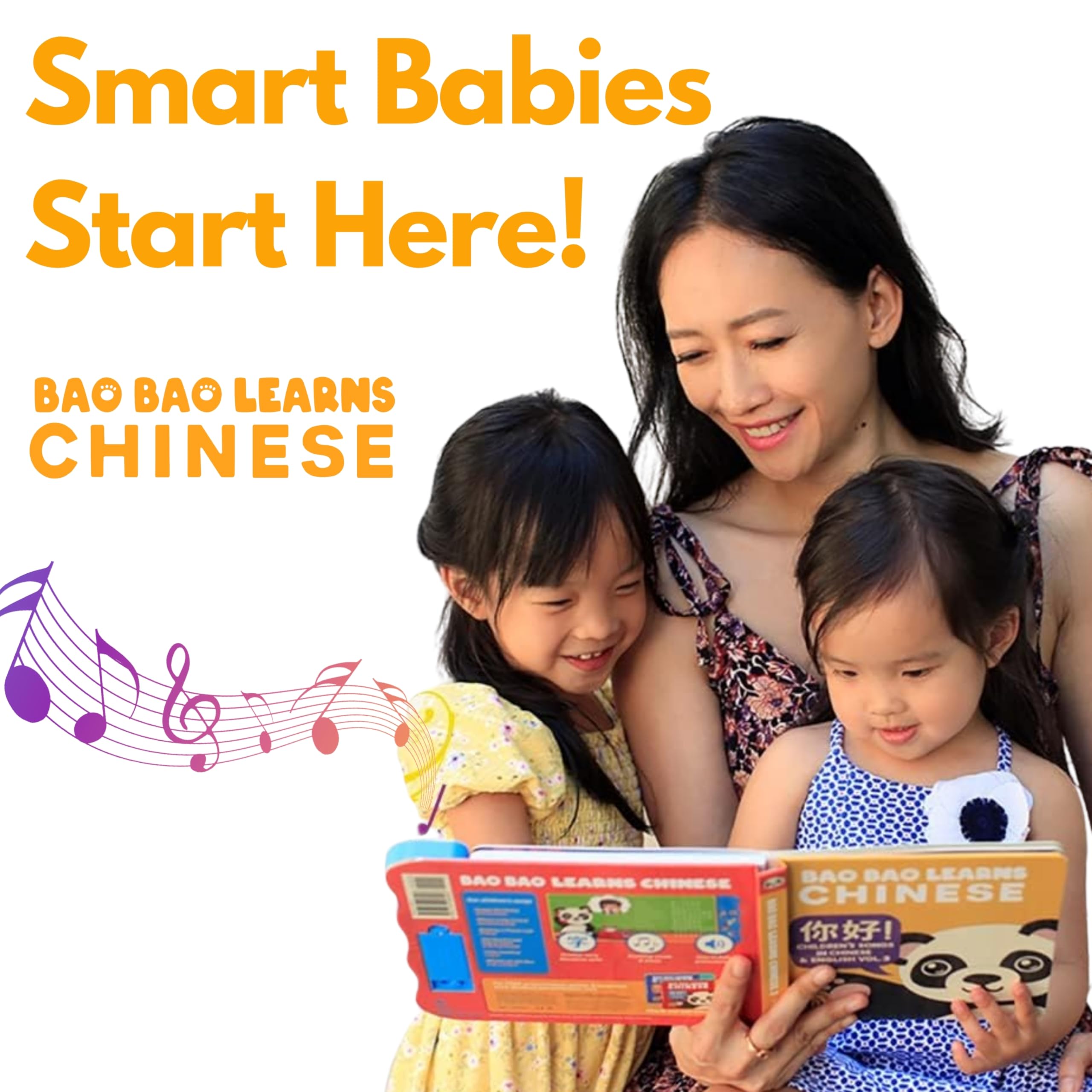 Interior pages of Bao Bao Learns Chinese Vol. 3 show bilingual text for early literacy