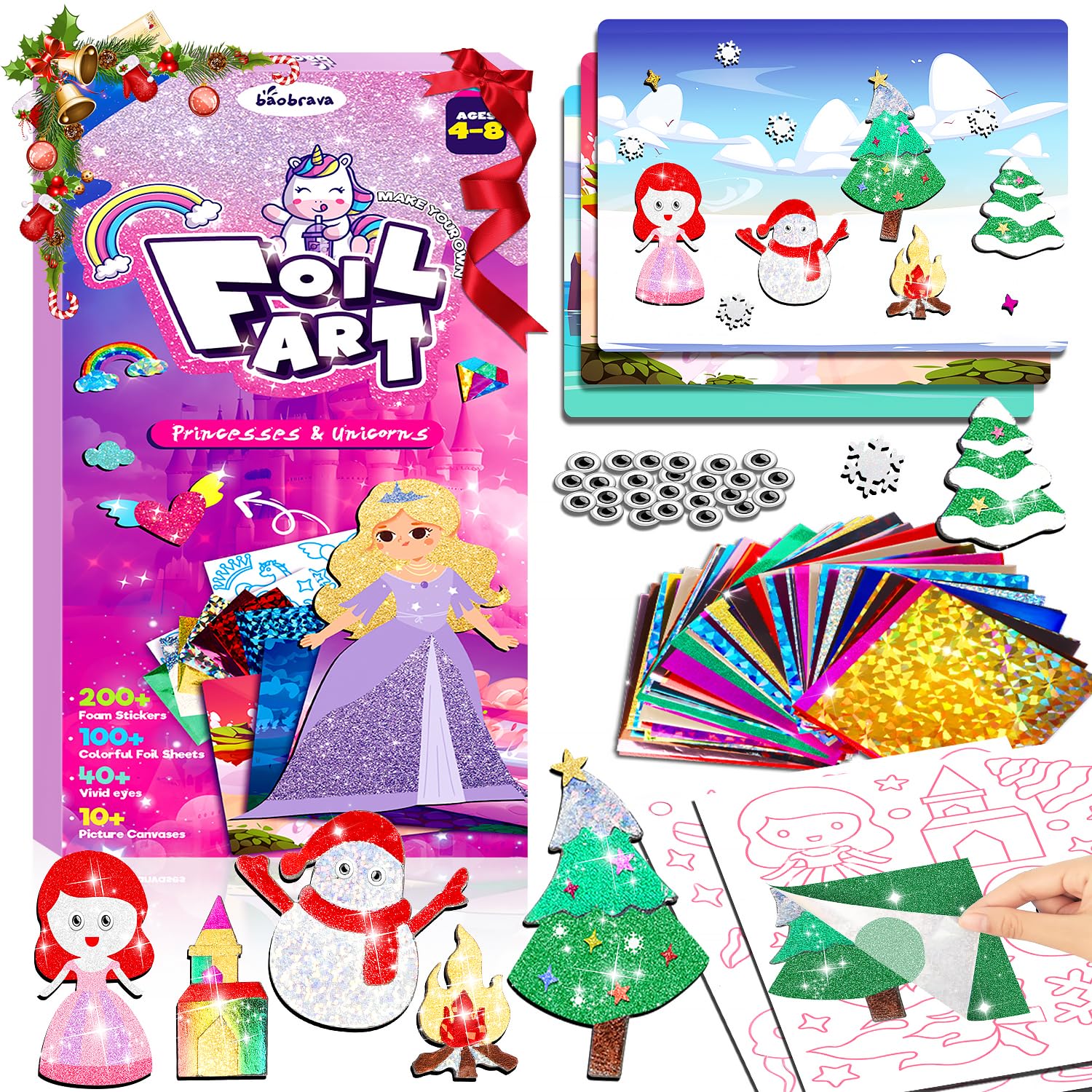 Baobrava foil art canvas princess sparks imagination and coloring.