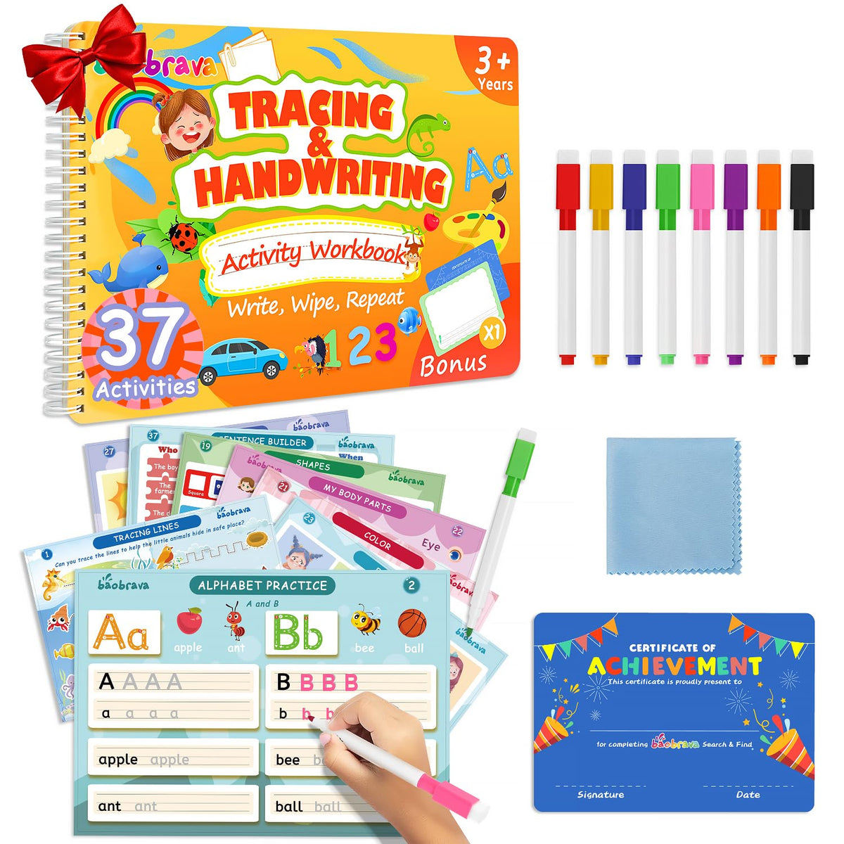 Baobrava Preschool Activity Book cover with bright themes inviting early literacy exploration