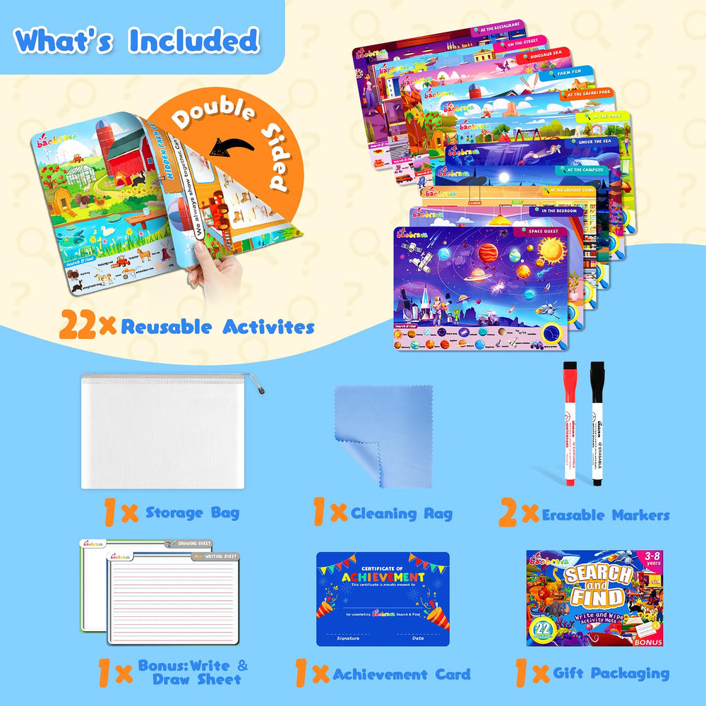Baobrava activity set for kids ages 3-8 during travel or home use