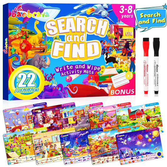 Baobrava search and find cards in hand with themed scenes for memory practice