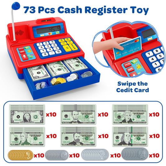 BAODLON Cash Register featuring microphone and sound effects for engaging role-play