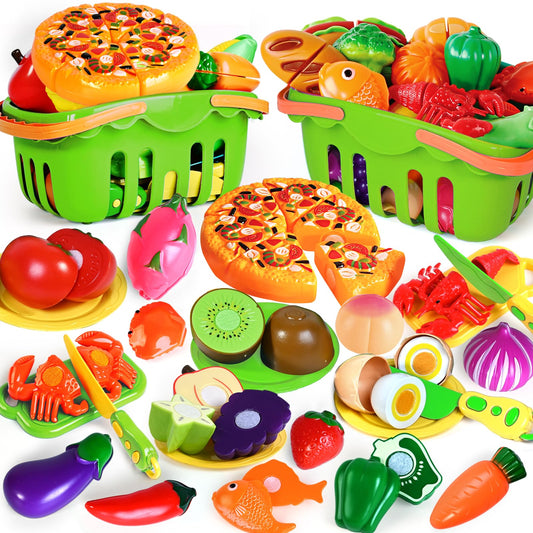 BAODLON cutting play food set whole view for imaginative kitchen play