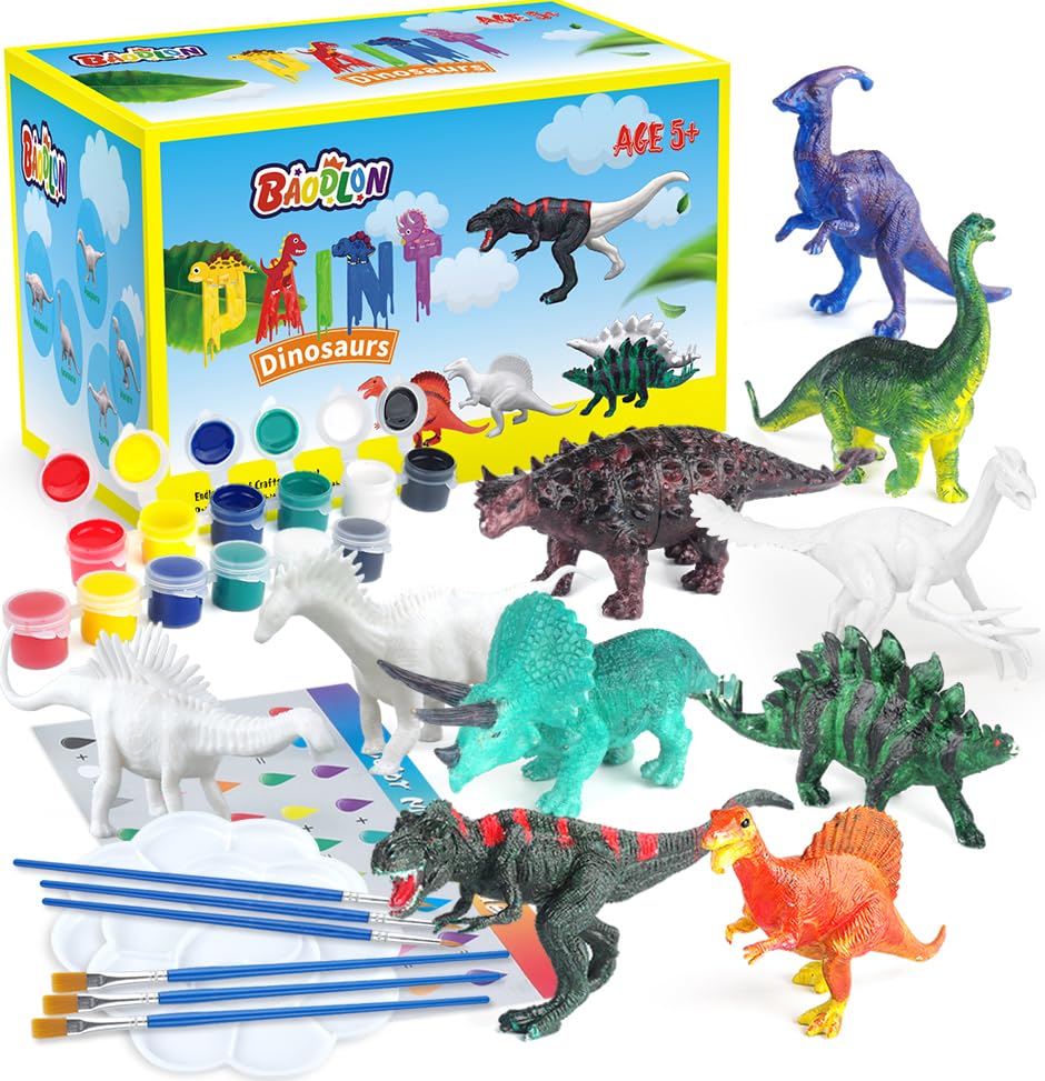 BAODLON dinosaur figurines collection for imaginative painting sessions.