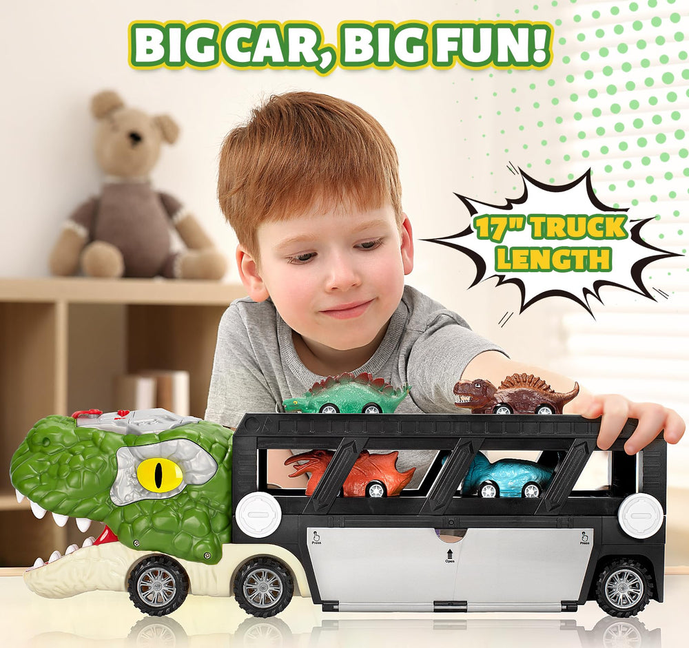 BAODLON dinosaur carrier storage keeps cars organized after play.