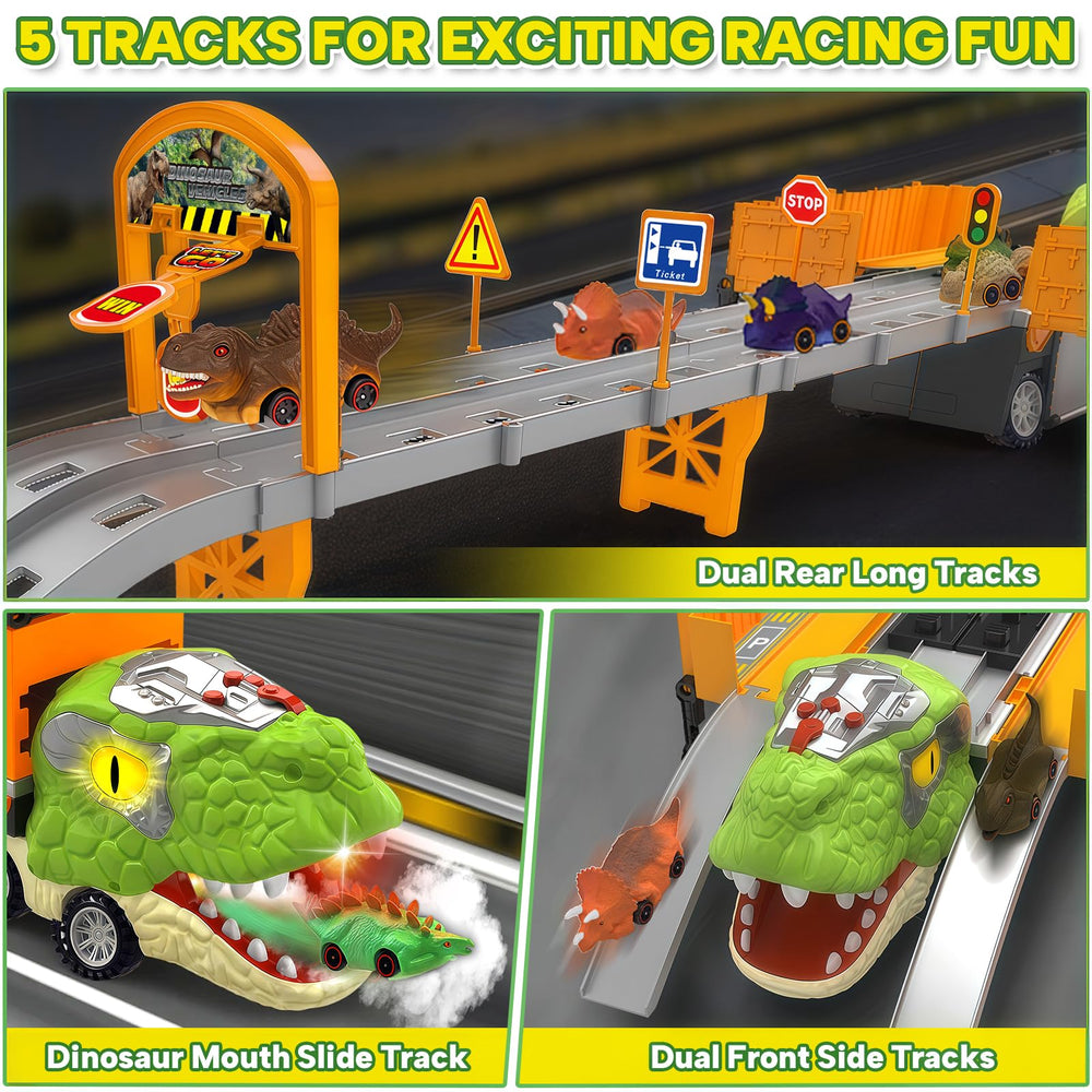 BAODLON eight dinosaur cars support cooperative races and stories.