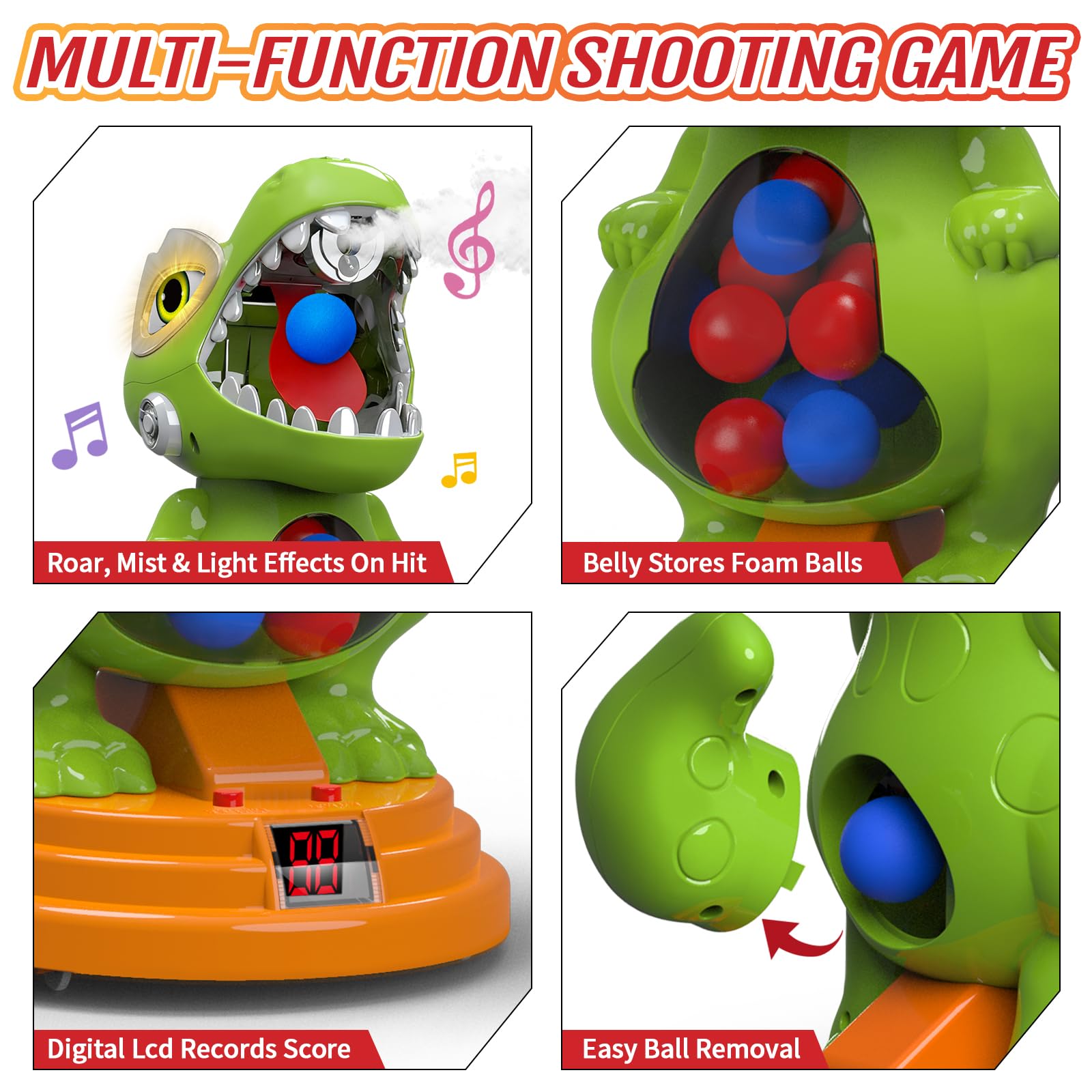 BAODLON moving dinosaur mode adds dynamic challenge to shooting game.