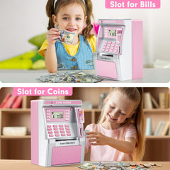 BAODLON pink piggy bank balance display shows savings progress.