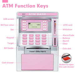 BAODLON pink piggy bank bill feeder enables quick deposits.