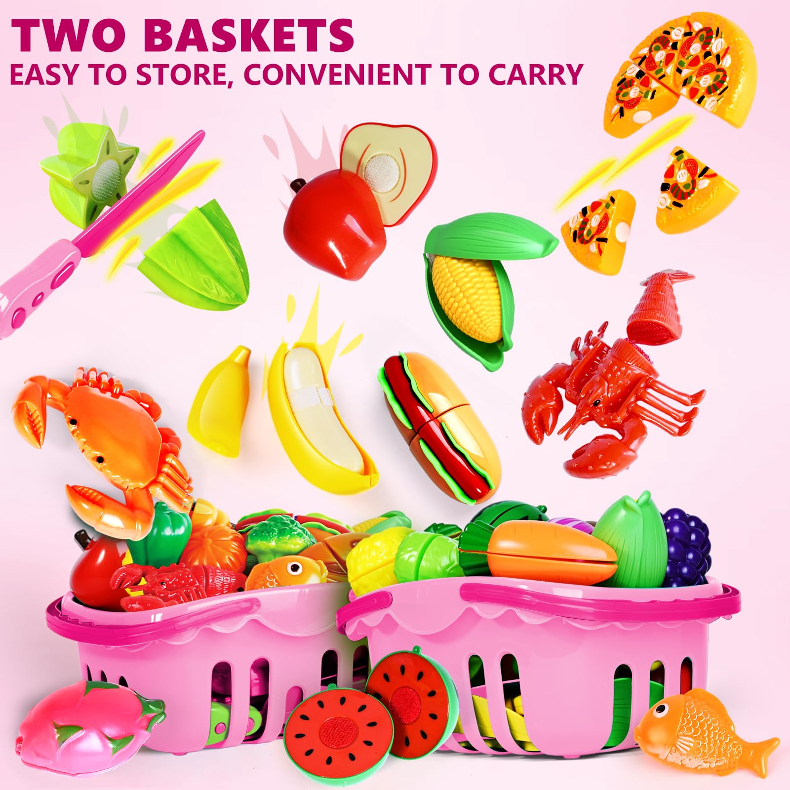 BAODLON pink-storage-baskets provide mess-free storage and easy cleanup