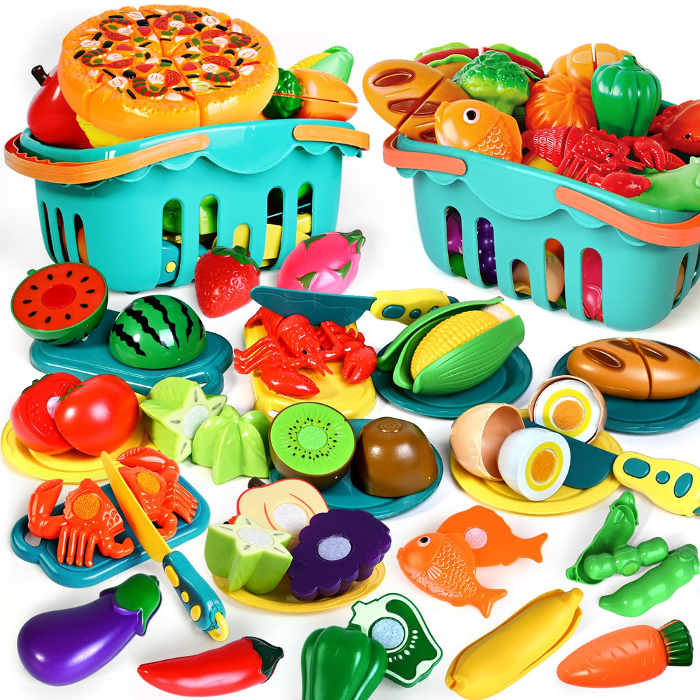 BAODLON play food set with two baskets for organized pretend play.