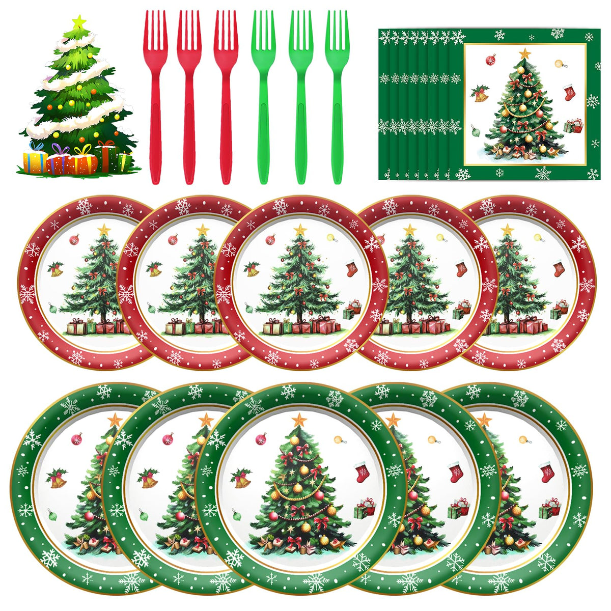 Baolaiballoon Christmas dinner plates, 9-inch, ideal for easy holiday hosting.