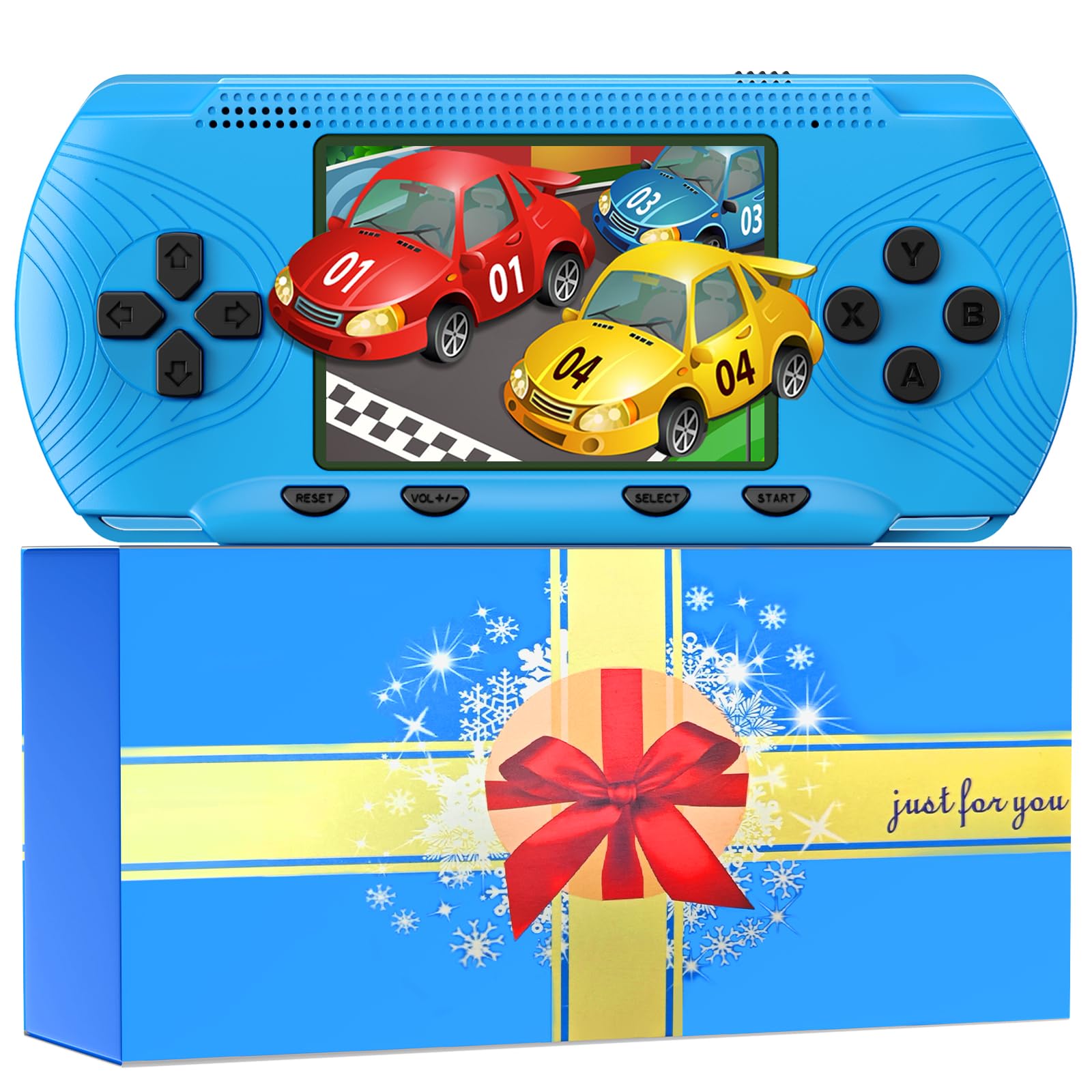 Baopilong retro handheld console front view, portable arcade nostalgia for kids and adults.