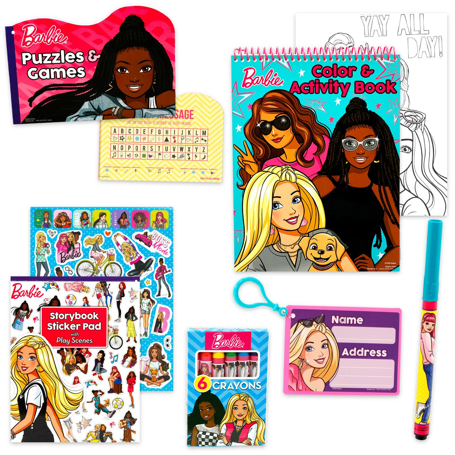 Barbie activity portfolio tri-fold case for organized on-the-go activities
