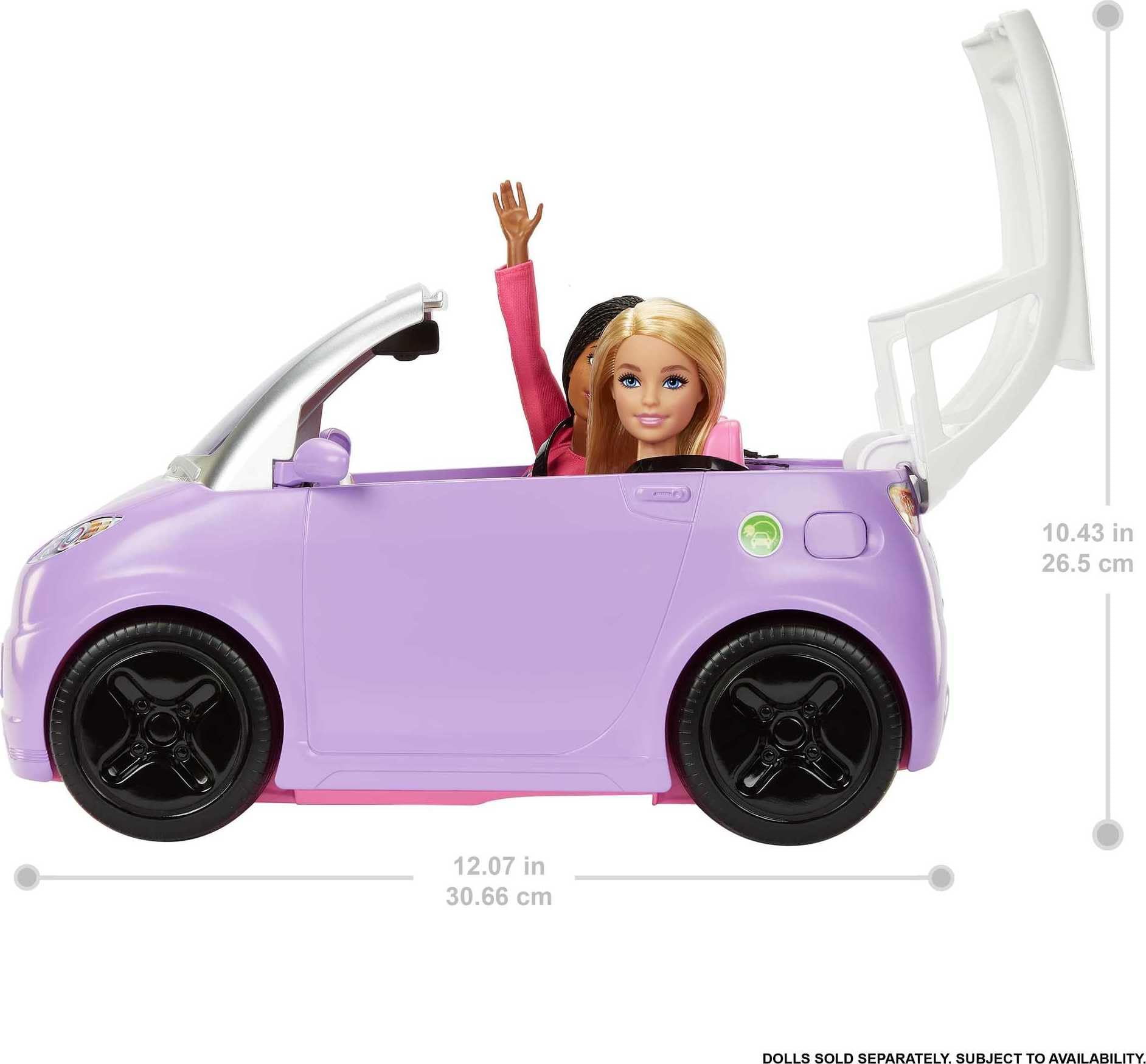 Barbie car wheels roll for realistic driving and storytelling
