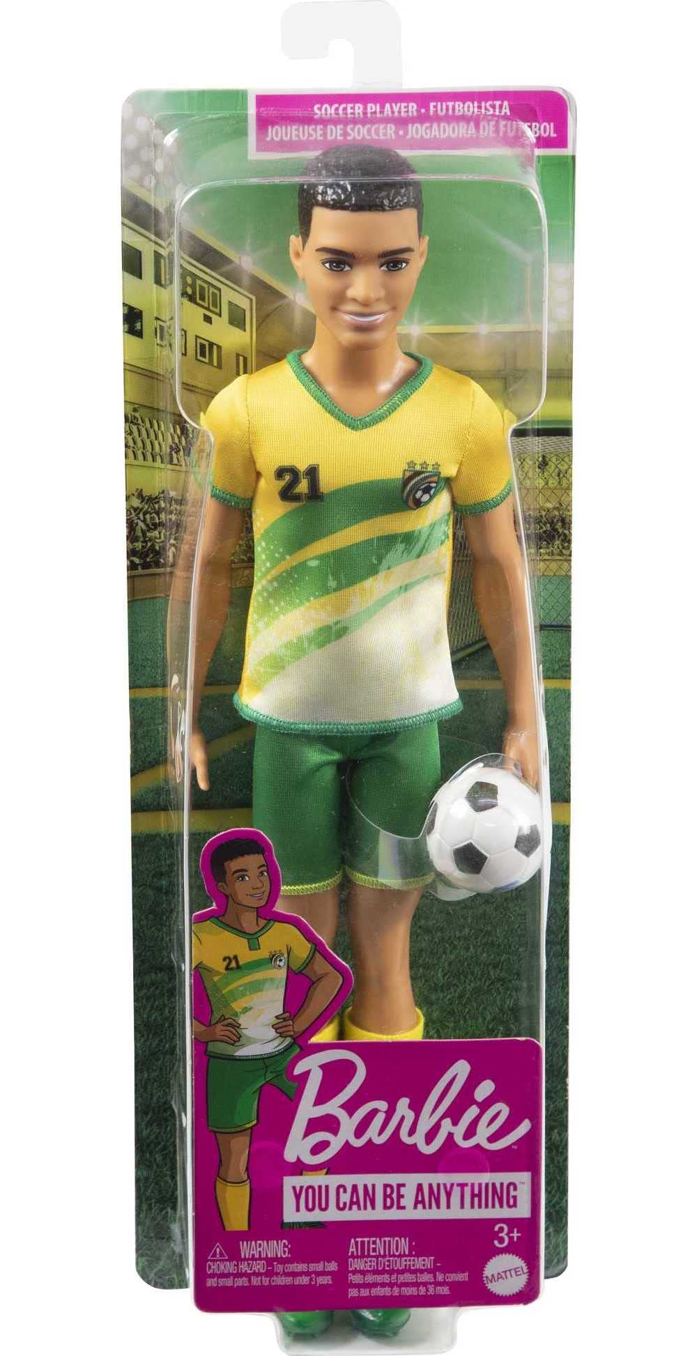 Barbie Careers Ken Soccer Doll cropped hair for styling and storytelling