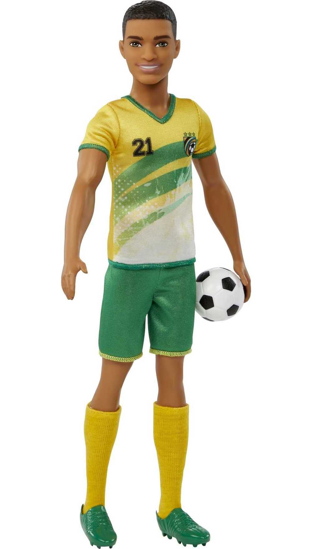 Barbie Careers Ken Soccer Doll yellow socks for realistic gear
