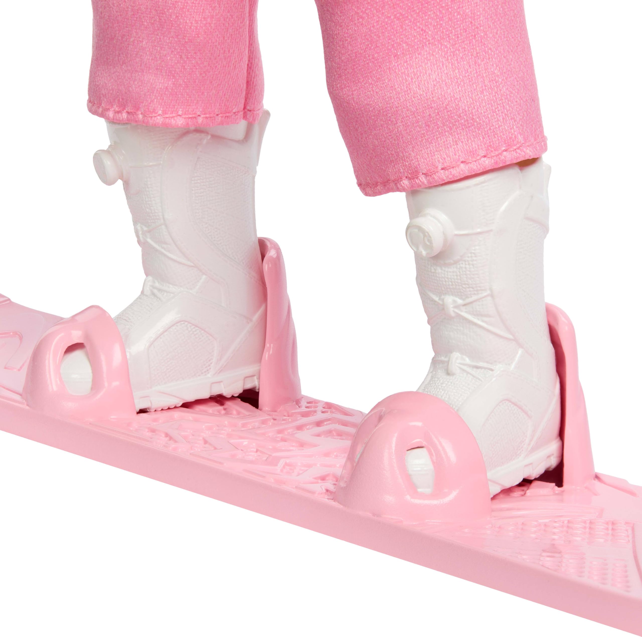 Barbie Careers snowboarder gloves, scarf, beanie complete a stylish winter look.