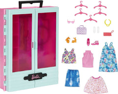Barbie Closet with blue exterior and pink interior inviting imaginative dress-up play