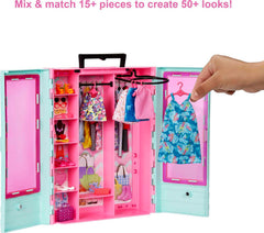 Barbie Closet clear double doors reveal a peek into her wardrobe during play